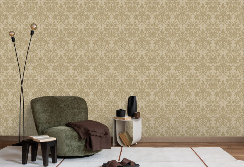 Rococo Relief Gold Tone Wallpaper