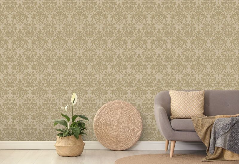 Rococo Relief Gold Tone Wallpaper