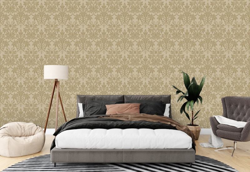 Rococo Relief Gold Tone Wallpaper