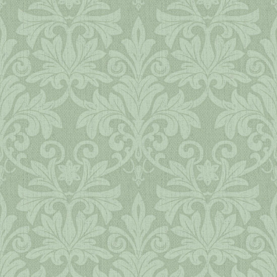 Rococo Relief Misty Green Wallpaper