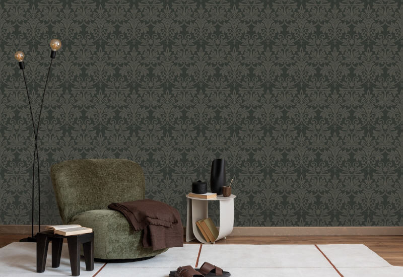 Rococo-reliëf Obsidiaan behang