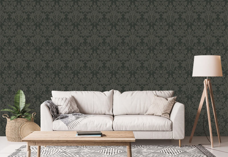 Rococo Relief Obsidian Wallpaper