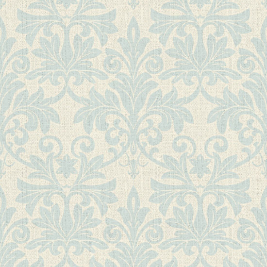 Rococo Relief Pale Blue Gray Wallpaper