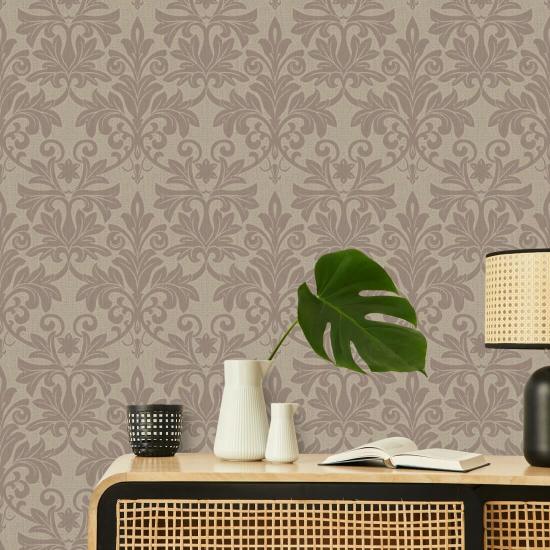 Relevo rococó Papel de parede de argila vermelha