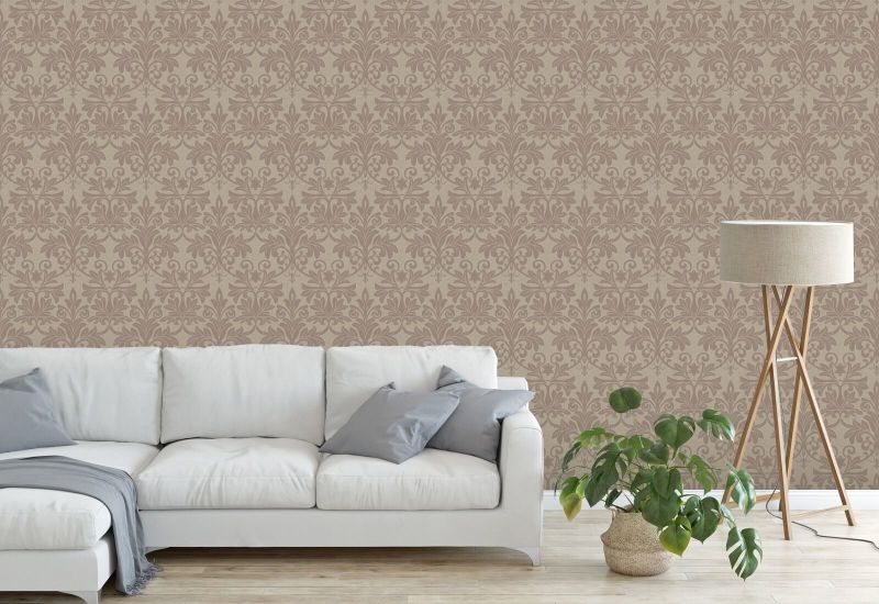 Rococo Relief Red Clay Wallpaper