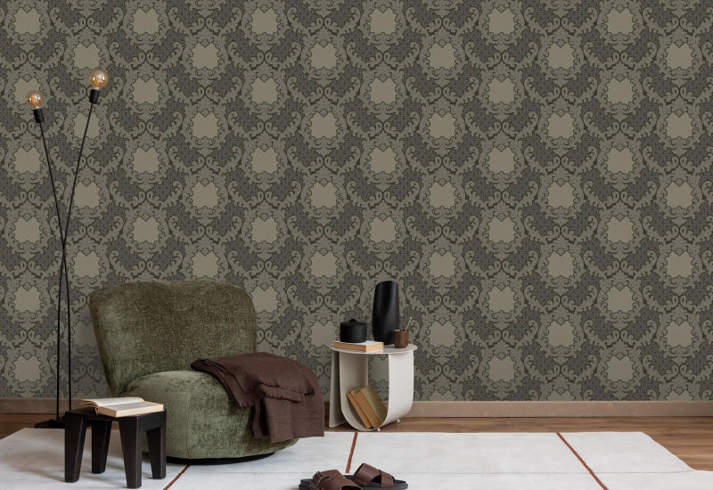 Shadow Leaf Damask Drywood Bakgrund