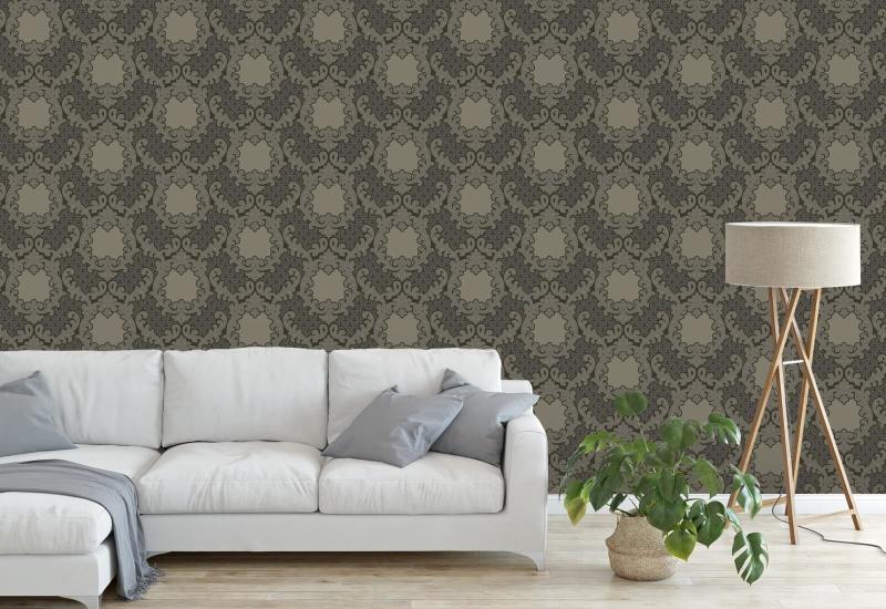 Damasco Shadow Leaf Papel pintado de madera seca