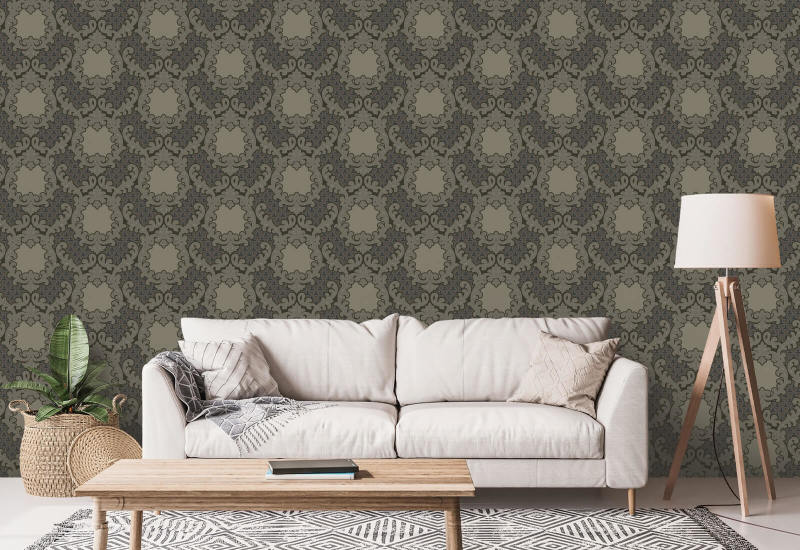 Shadow Leaf Damask Drywood Wallpaper