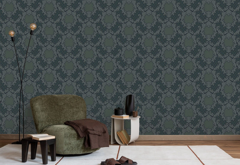Shadow Leaf Damask Midnight Bakgrunn