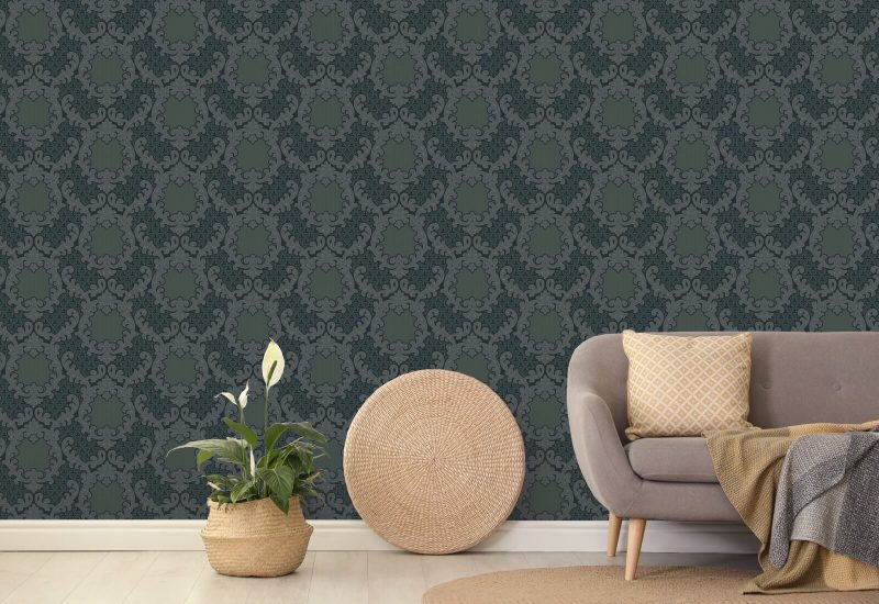 Shadow Leaf Damask Fond d'écran Midnight