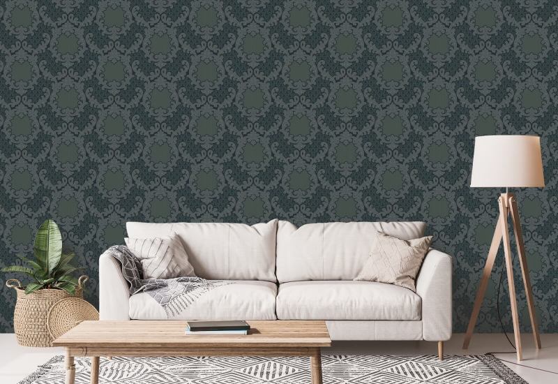 Shadow Leaf Damask Midnight Baggrund