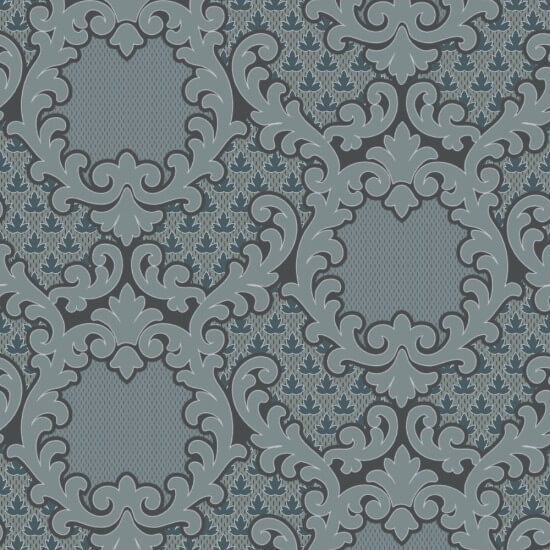 Shadow Leaf Damask Pewter Blue Wallpaper