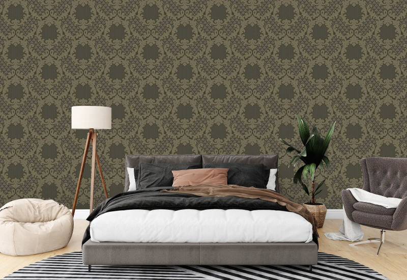 Shadow Leaf Damask Smoke Room Baggrund