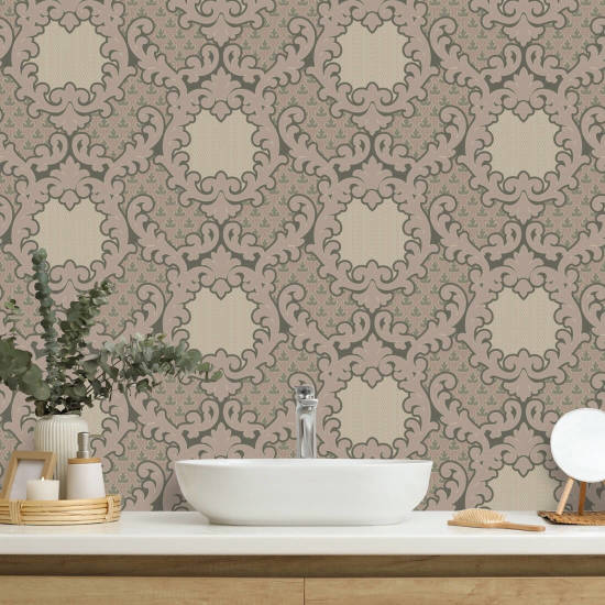 Shadow Leaf Damask Papier peint Sunwashed