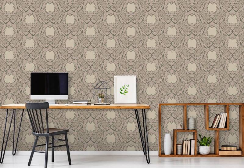 Shadow Leaf Damask Sunwashed Wallpaper