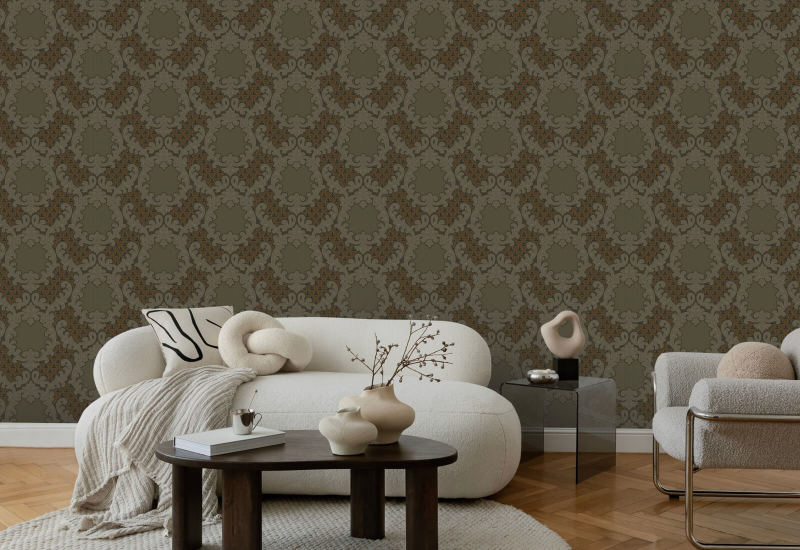 Damasco Shadow Leaf Fondo de pantalla Tapestry Tones