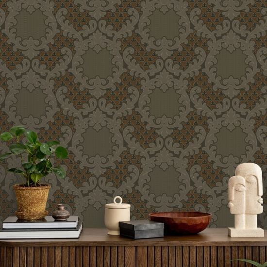 Damasco Shadow Leaf Fondo de pantalla Tapestry Tones