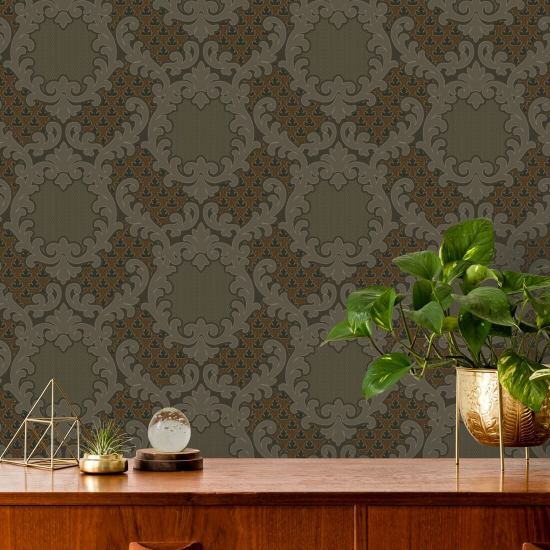 Shadow Leaf Damaski Tapestry Tones Taustakuva
