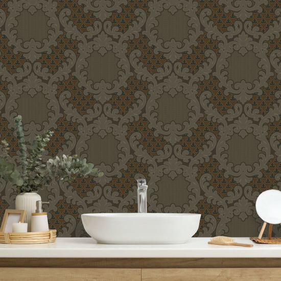 Shadow Leaf Damask Tapestry Tones Wallpaper