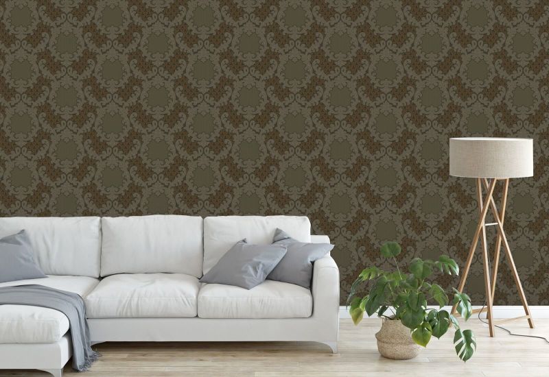 Shadow Leaf Damask Tapestry Tones Wallpaper