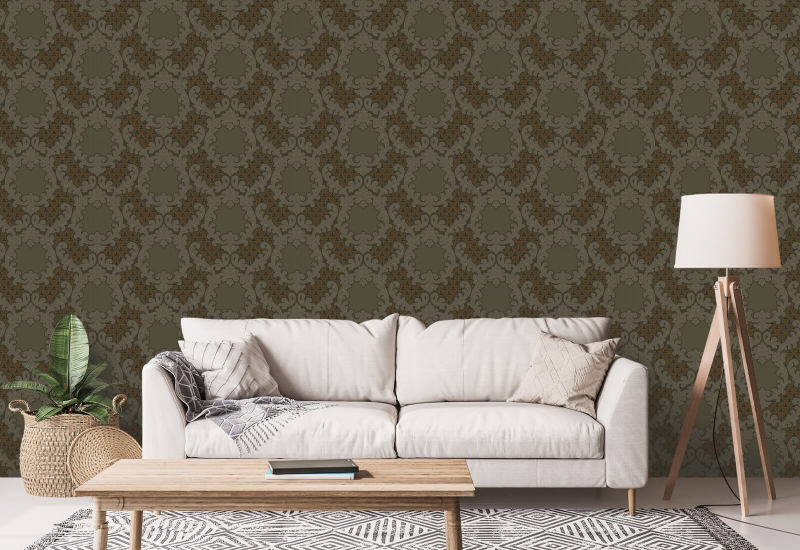 Damasco Shadow Leaf Papel de parede Tapestry Tones
