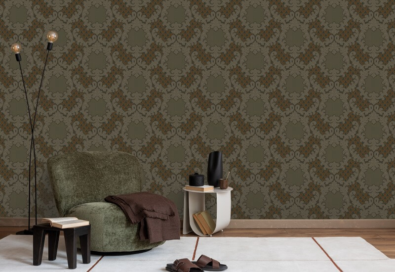 Shadow Leaf Damask Tapestry Tones Wallpaper