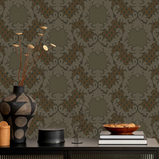Shadow Leaf Damask Tapestry Tones Baggrund