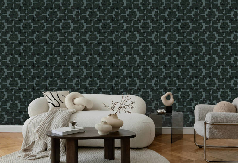 Silken Poppy Blue Jade Wallpaper