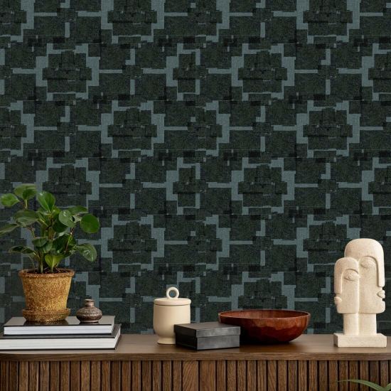 Silken Poppy Blue Jade Wallpaper