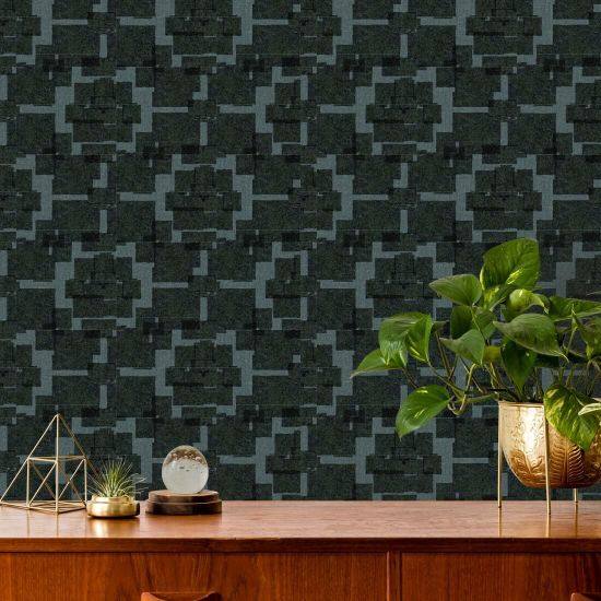 Silken Poppy Blue Jade Wallpaper