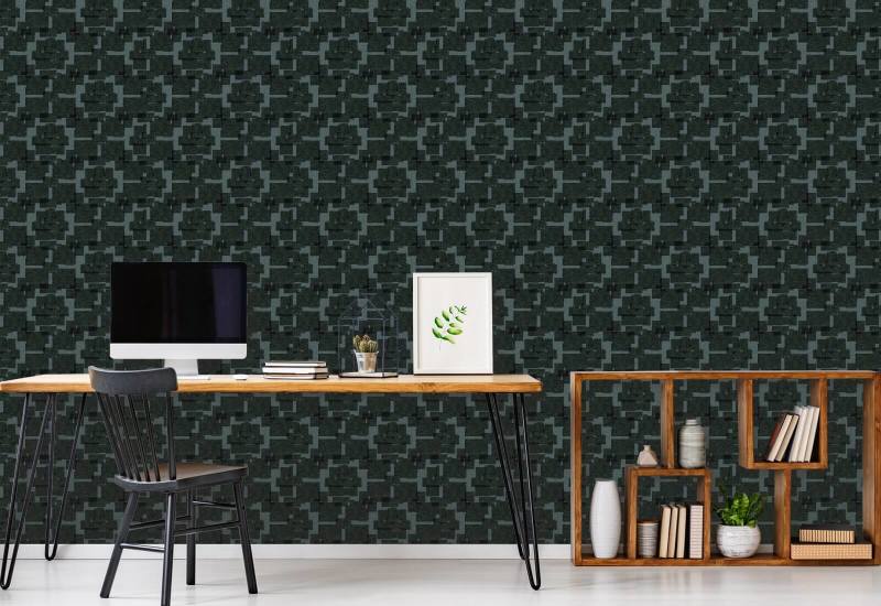 Silken Poppy Blue Jade Wallpaper