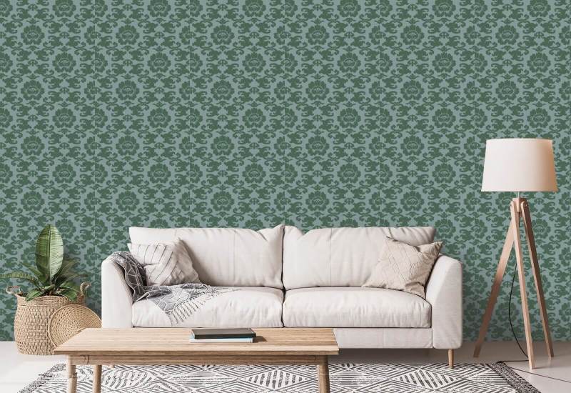 Coquelicot en soie Papier peint Blue Jade