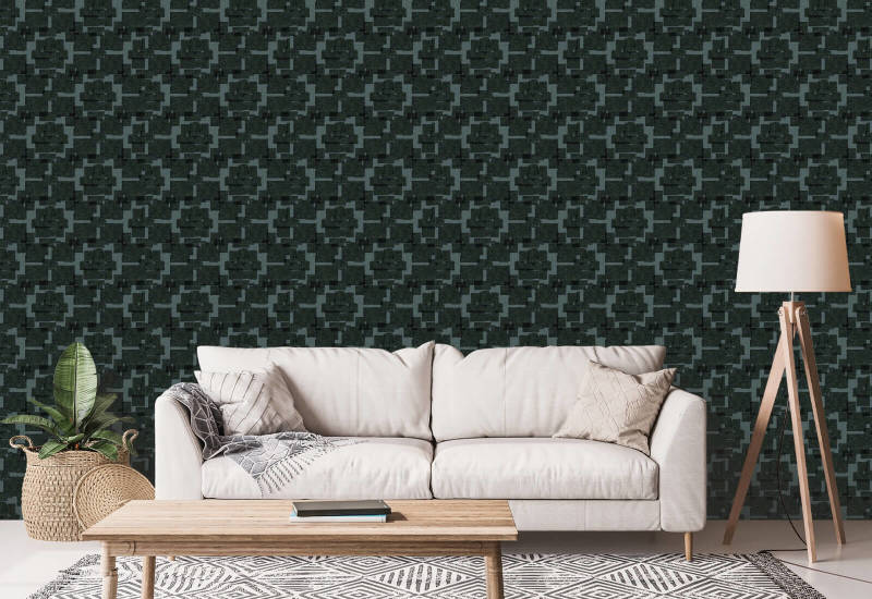 Silken Poppy Blue Jade Wallpaper