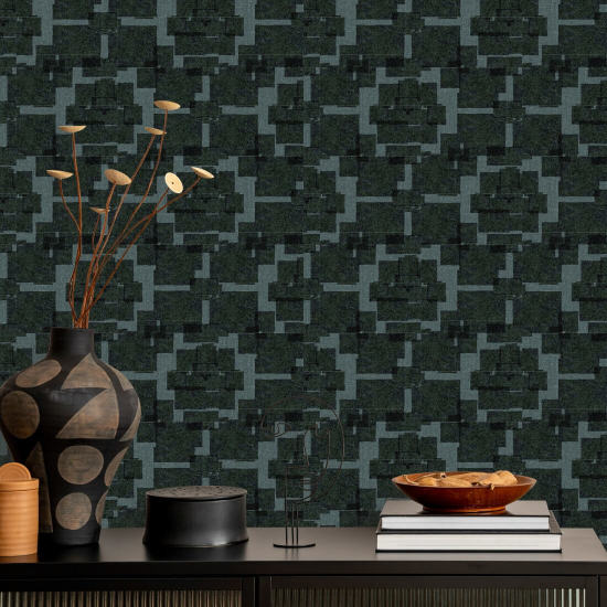 Silken Poppy Blue Jade Wallpaper