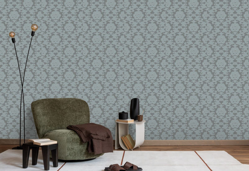 Silken Poppy Vervaagd denimbehang