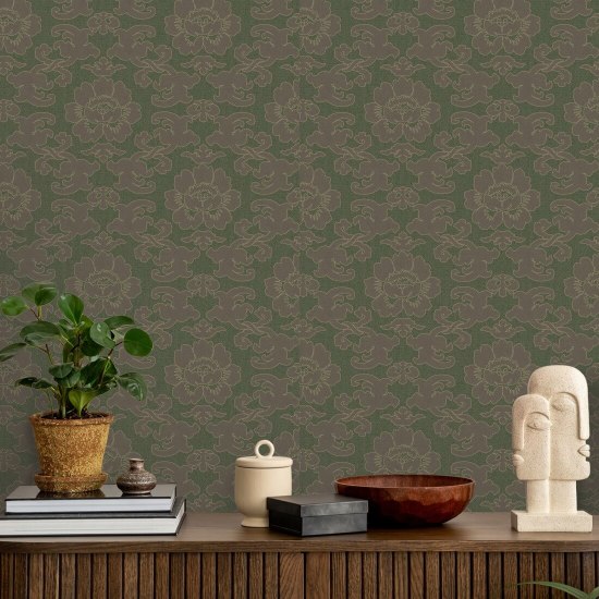 Papoula de seda Papel de parede Hunstman Green