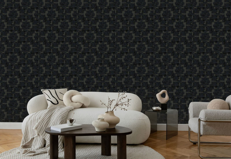 Silken Poppy Obsidiaan behang