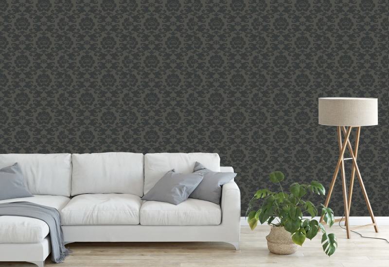 Silken Poppy Obsidiaan behang