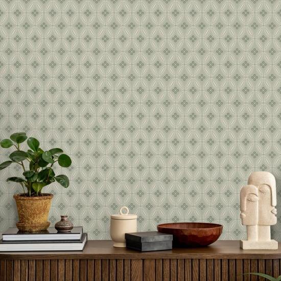 Dentelle en pierre Papier peint Seafoam Green