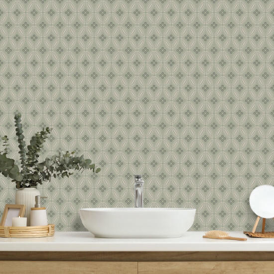 Stone Lace Seafoam Green Wallpaper