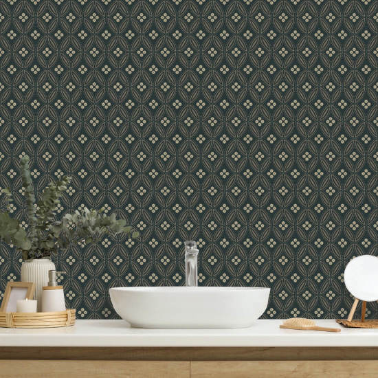 Stone Lace Warm Black Wallpaper