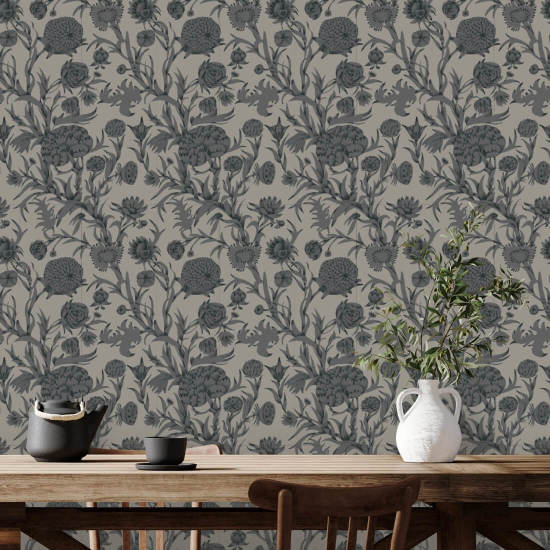 Fourré fleuri Papier peint Ash