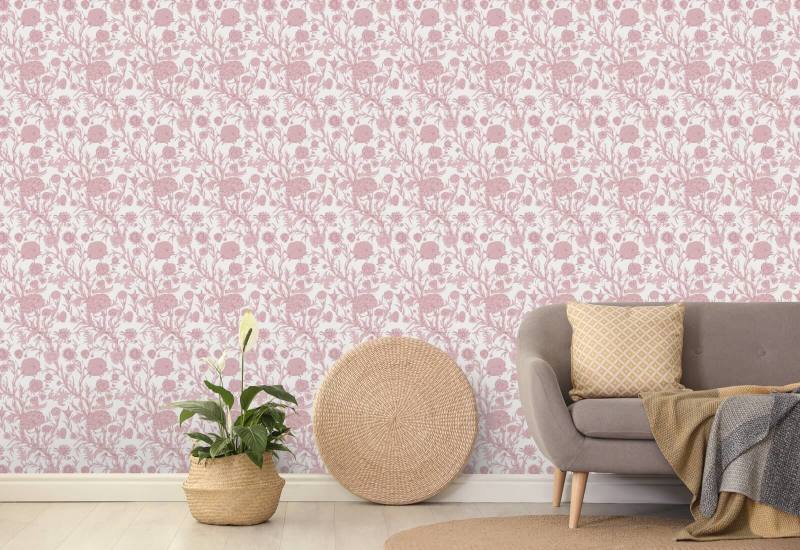 Blooming Thicket Dusty Blush Wallpaper