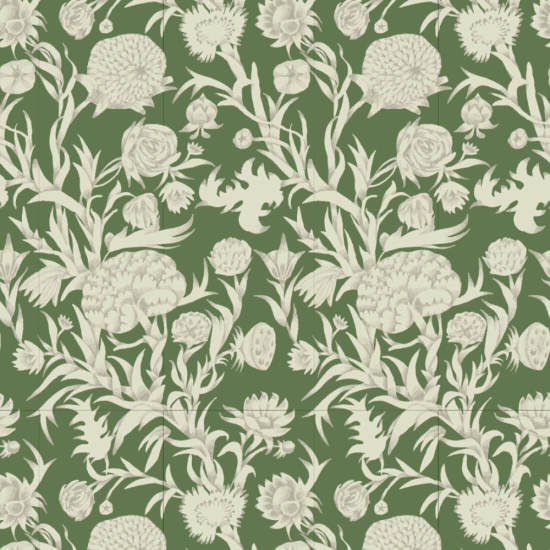 Blooming Thicket Emerald Wallpaper