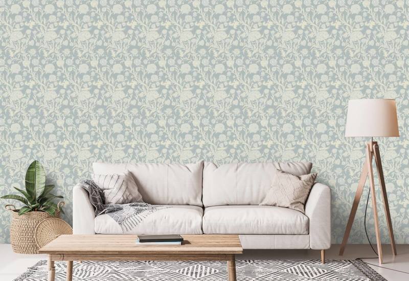 Matagal florescente Papel de parede azul glacial