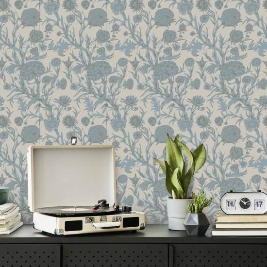Blooming Thicket Linen Stone Wallpaper