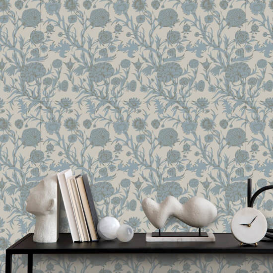 Blooming Thicket Linen Stone Wallpaper