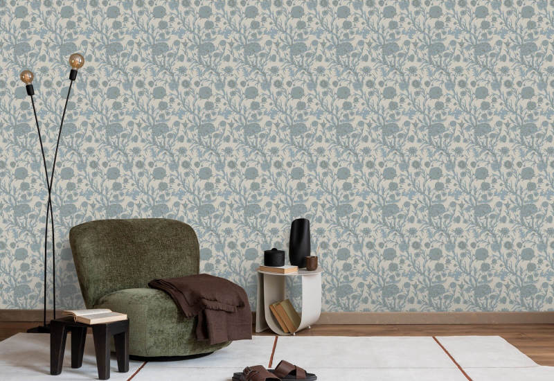 Blooming Thicket Linen Stone Wallpaper
