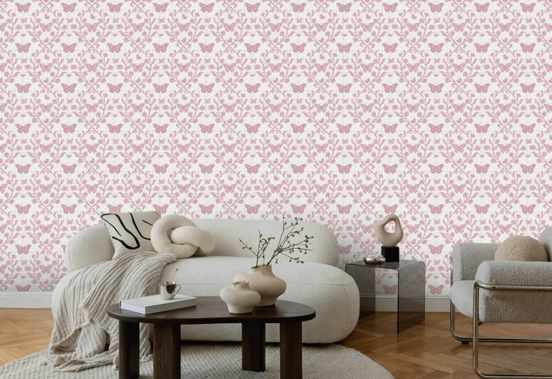 Butterfly Garden Dusty Blush Wallpaper