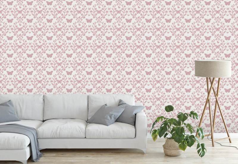 Butterfly Garden Dusty Blush Wallpaper